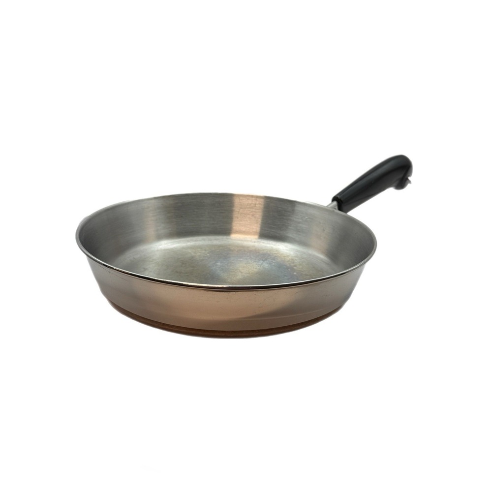 Revere Ware 9" Stainless Steel Clad Cooper Bottom Skillet Frying Pan Vtg